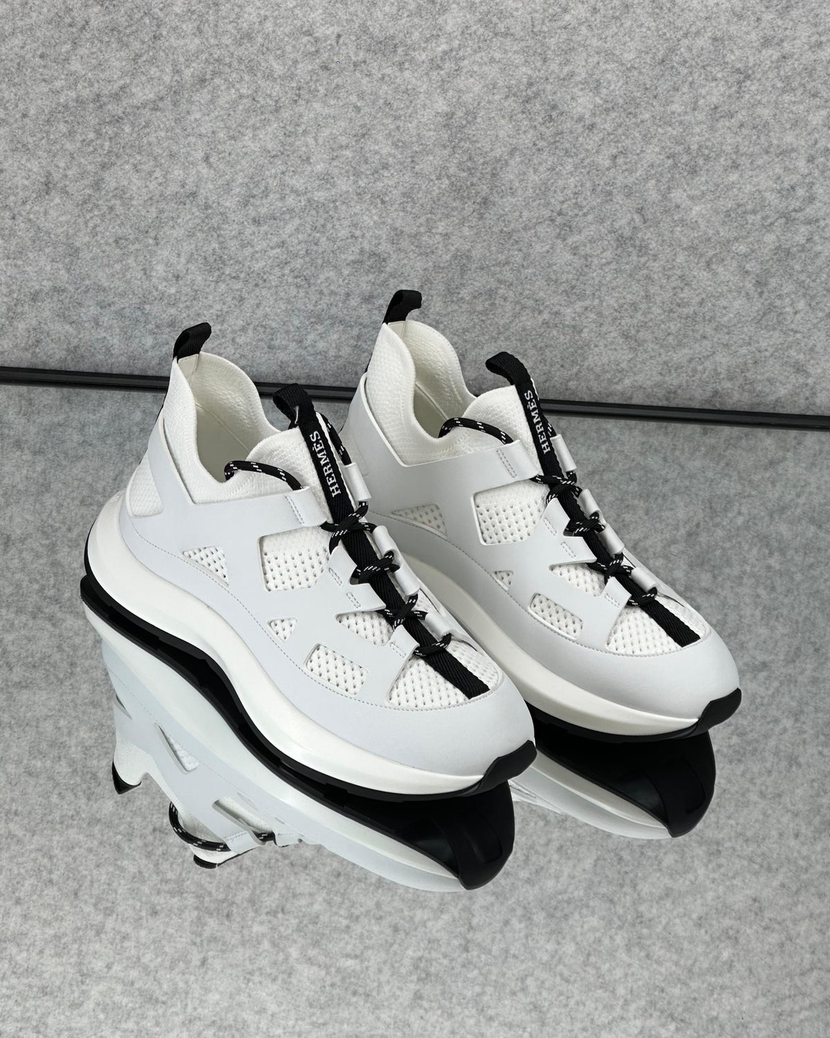 Hermès Katana sneaker in knit and calfskin