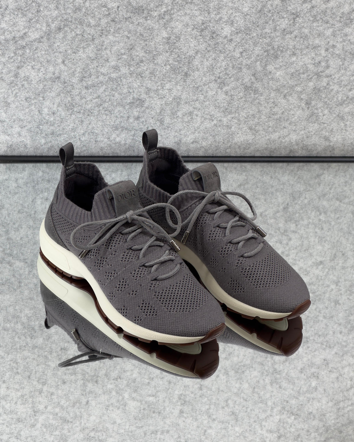 B80 Lounge sneakers, crafted from cashmere, wool, and silk knit with a suede panel.