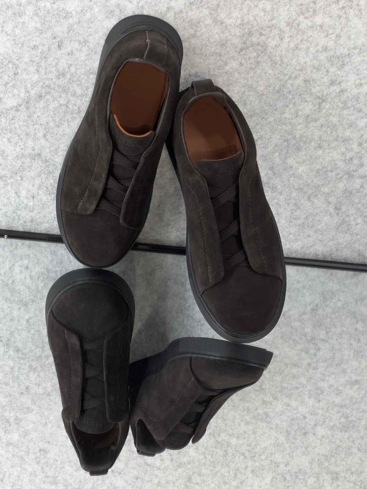 Zegna triple stitch Dark Chocolate suede