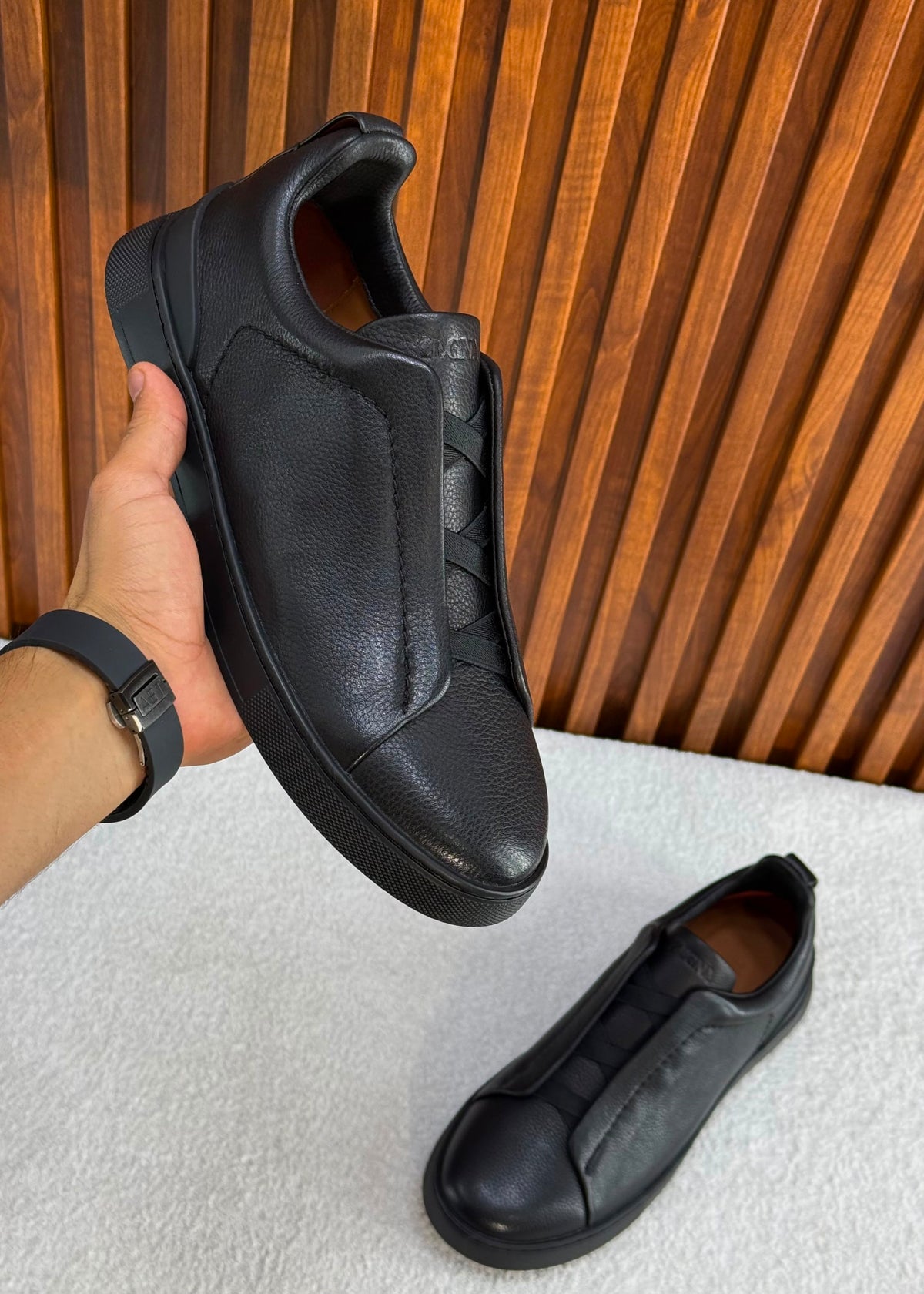 Zegna triple Stitch black