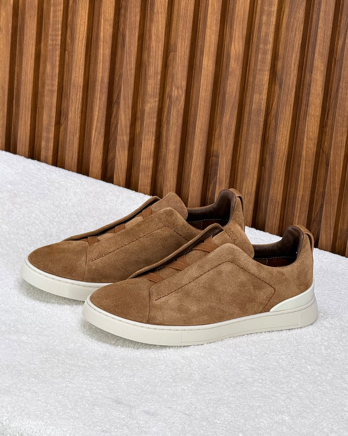 Zegna triple stitch tobacco brown