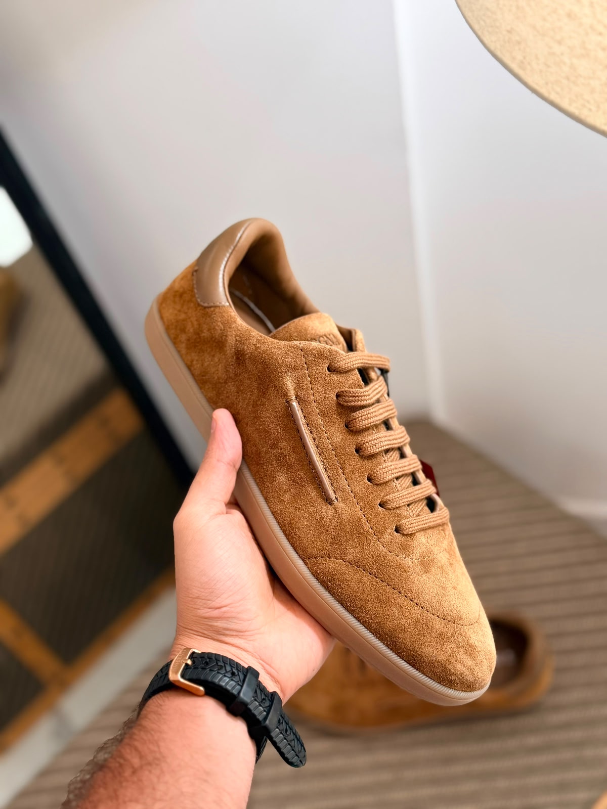 Zegna 232 Sneakers in light brown suede