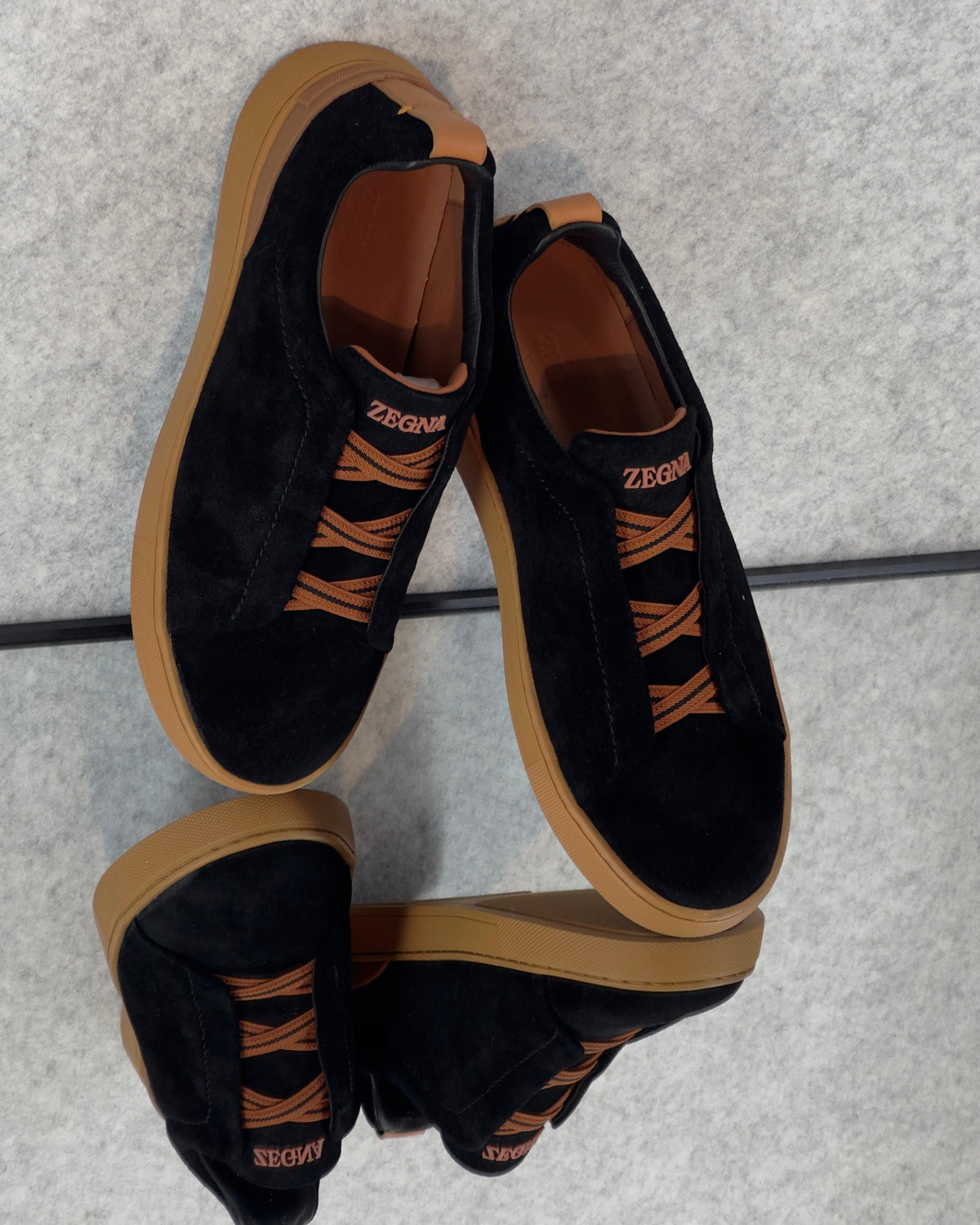 Zegna Tripple Stitch Black Suede