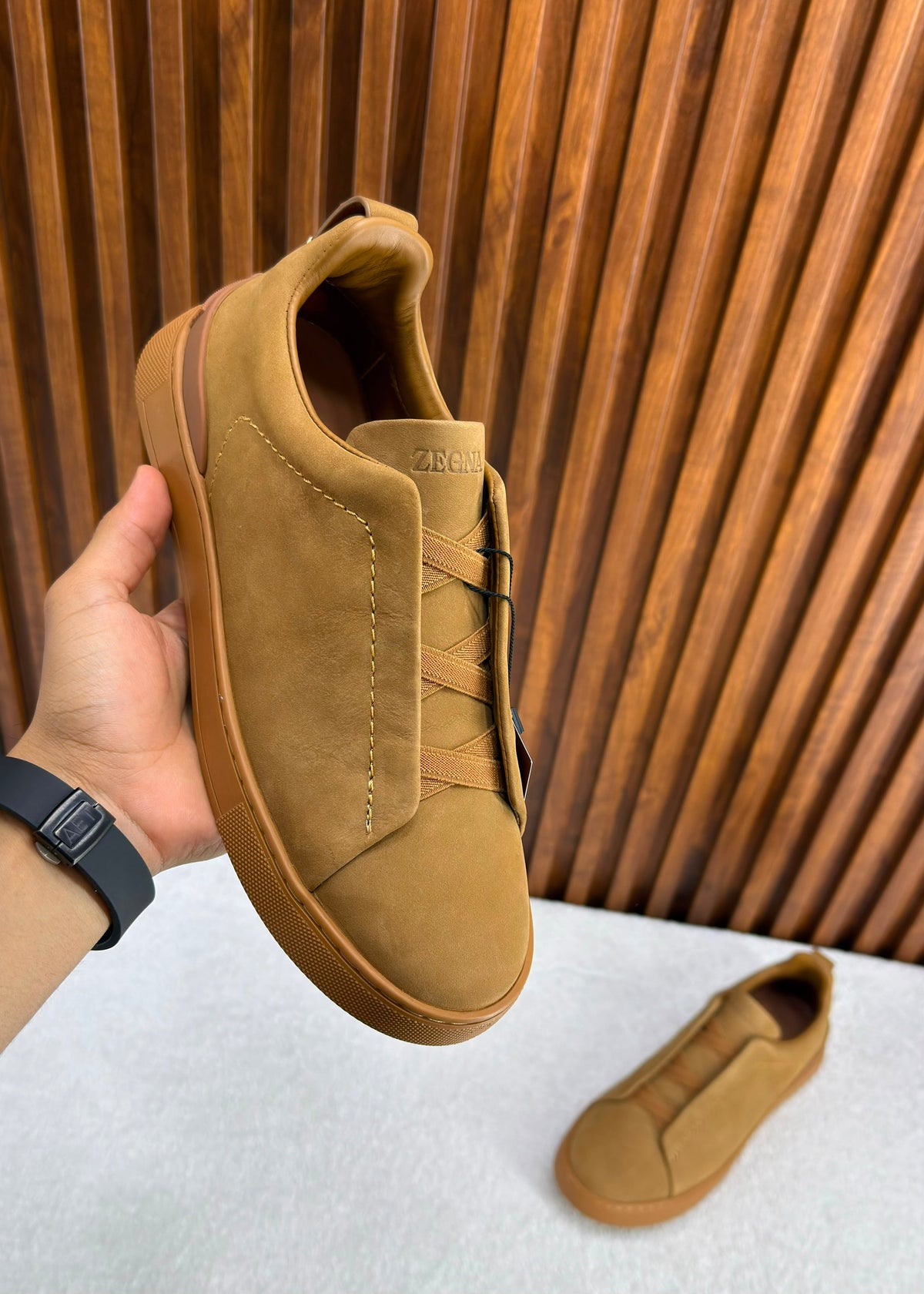 ZEGNA Triple Stitch SECONDSKIN brown nubuck