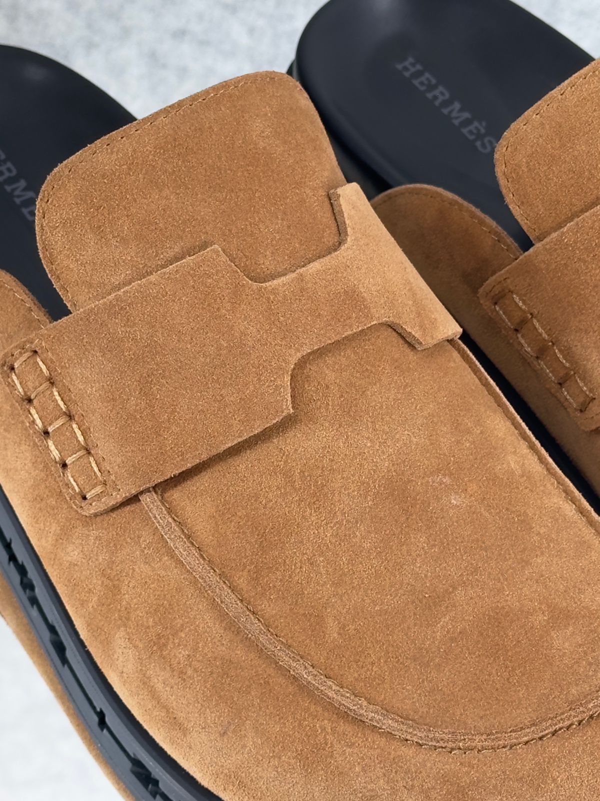 Hermès Go Mules, a men's slip-on backless shoe suede calfskin