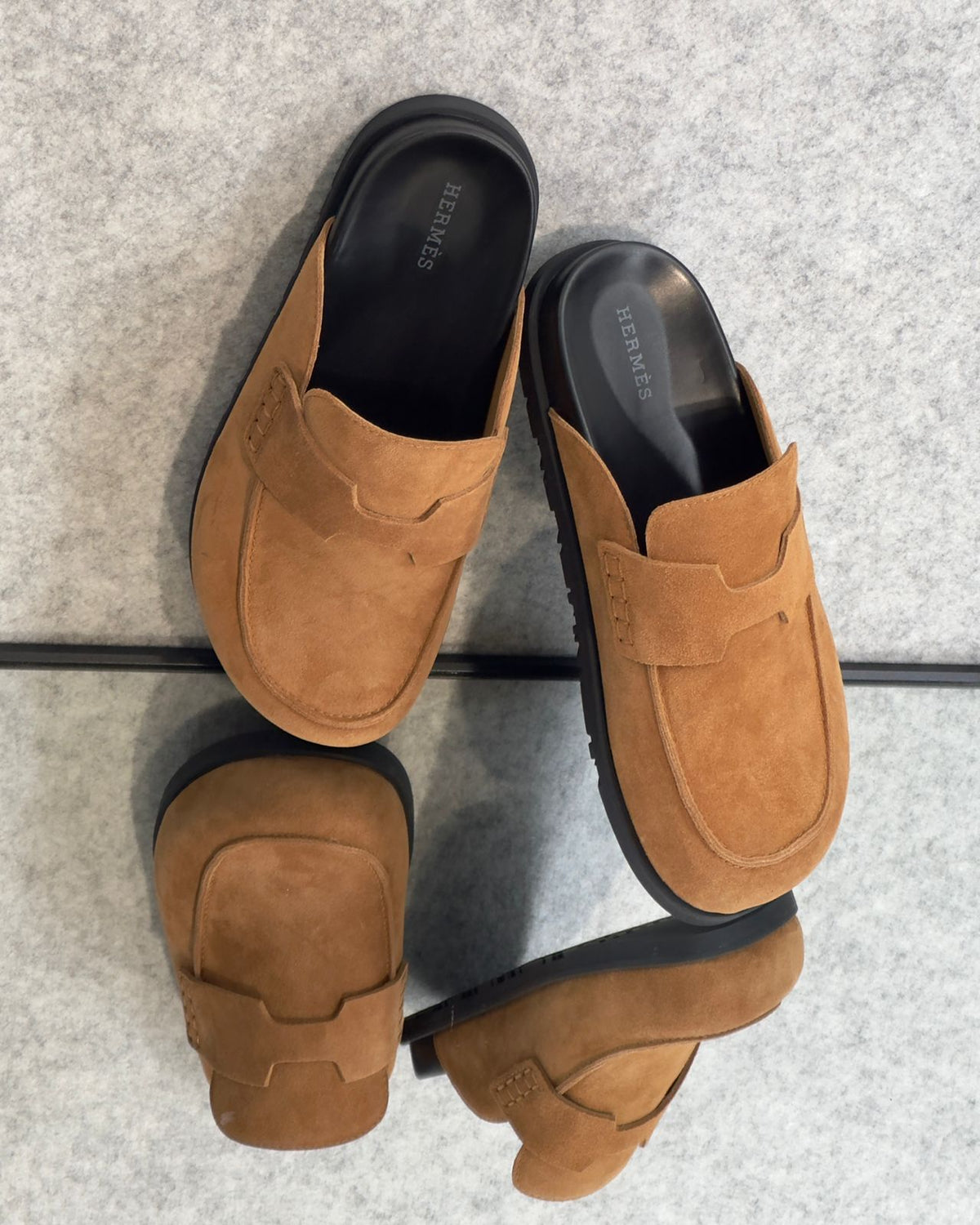 Hermès Go Mules, a men's slip-on backless shoe suede calfskin