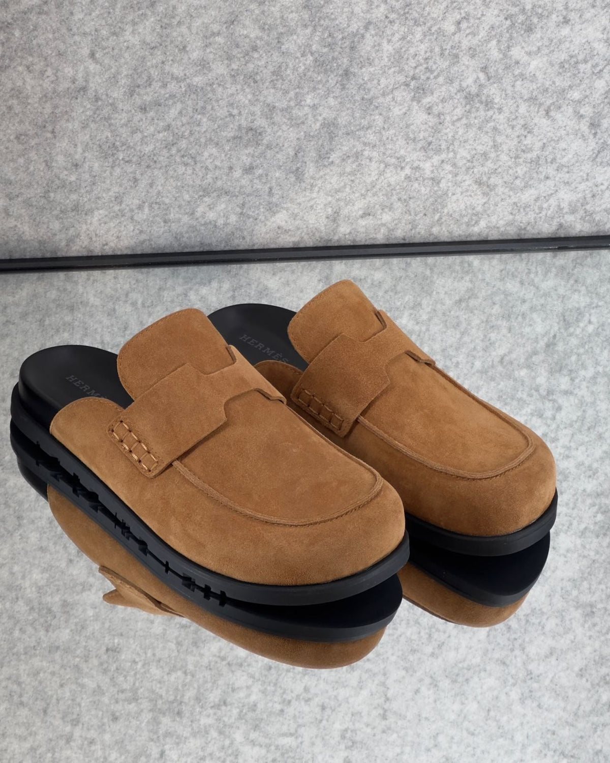 Hermès Go Mules, a men's slip-on backless shoe suede calfskin