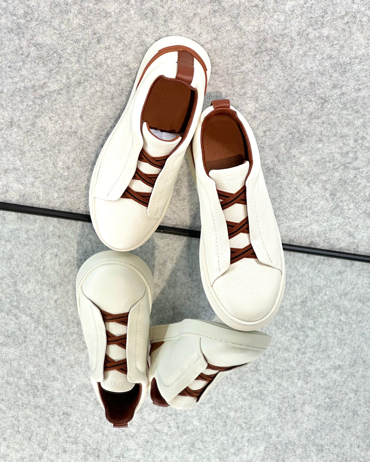 Zegna triple stitch white/brown