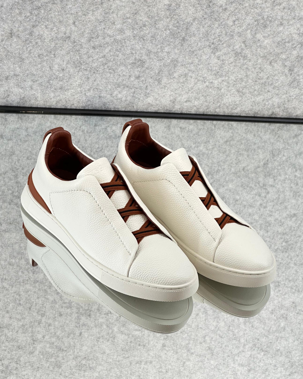 Zegna triple stitch white/brown
