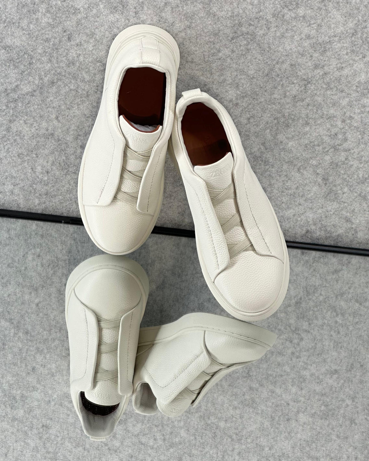 Zegna triple stitch white