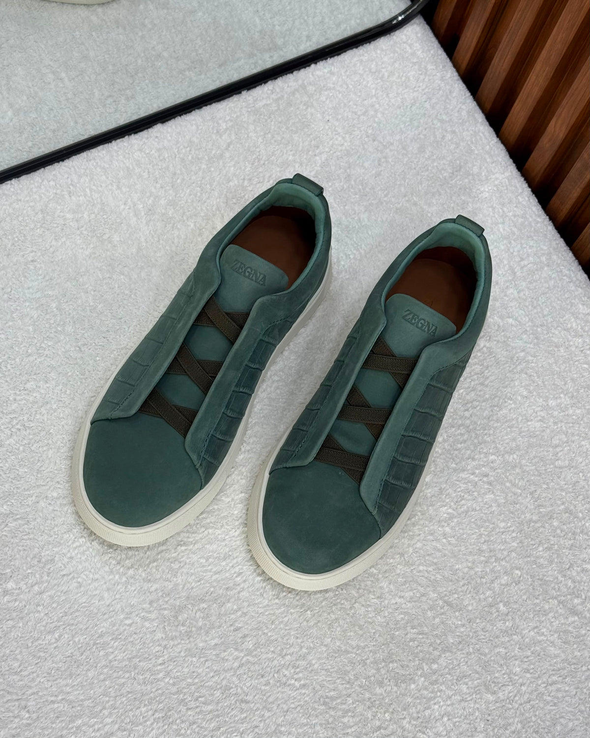 Zegna crocodile Triple stitch Green SecondSkin