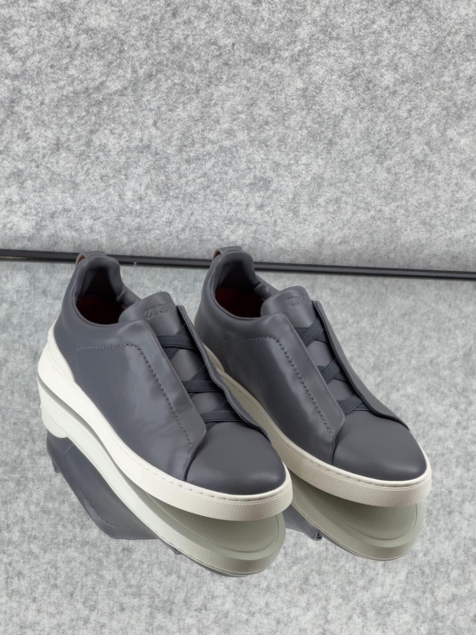 Zegna triple stitch Dark Grey Clean Leather