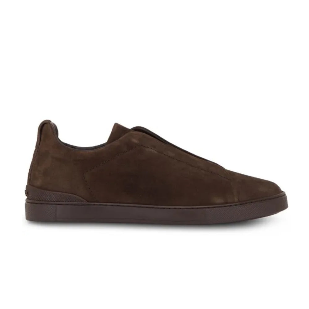 Zegna triple stitch chocolate suede