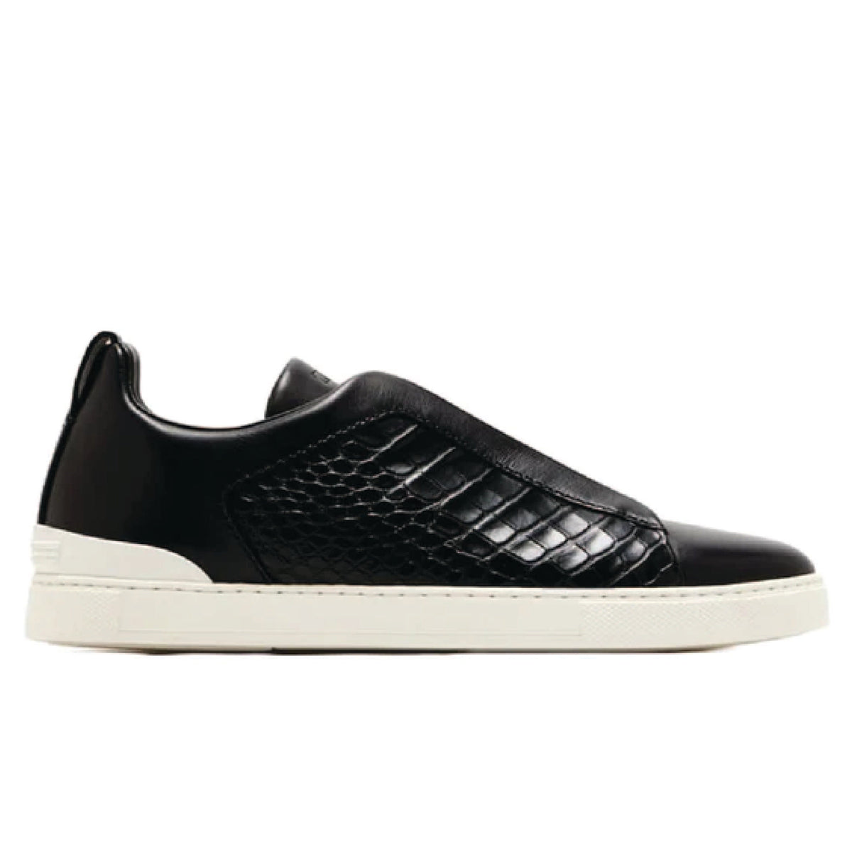 Zegna triple stitch black&white crocodile