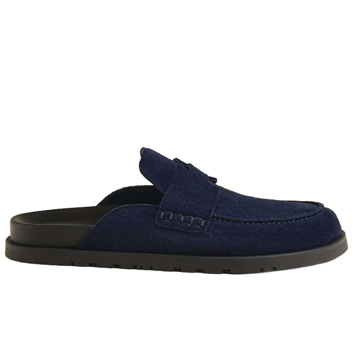 Hermès Go Mules in navy suede calfskin