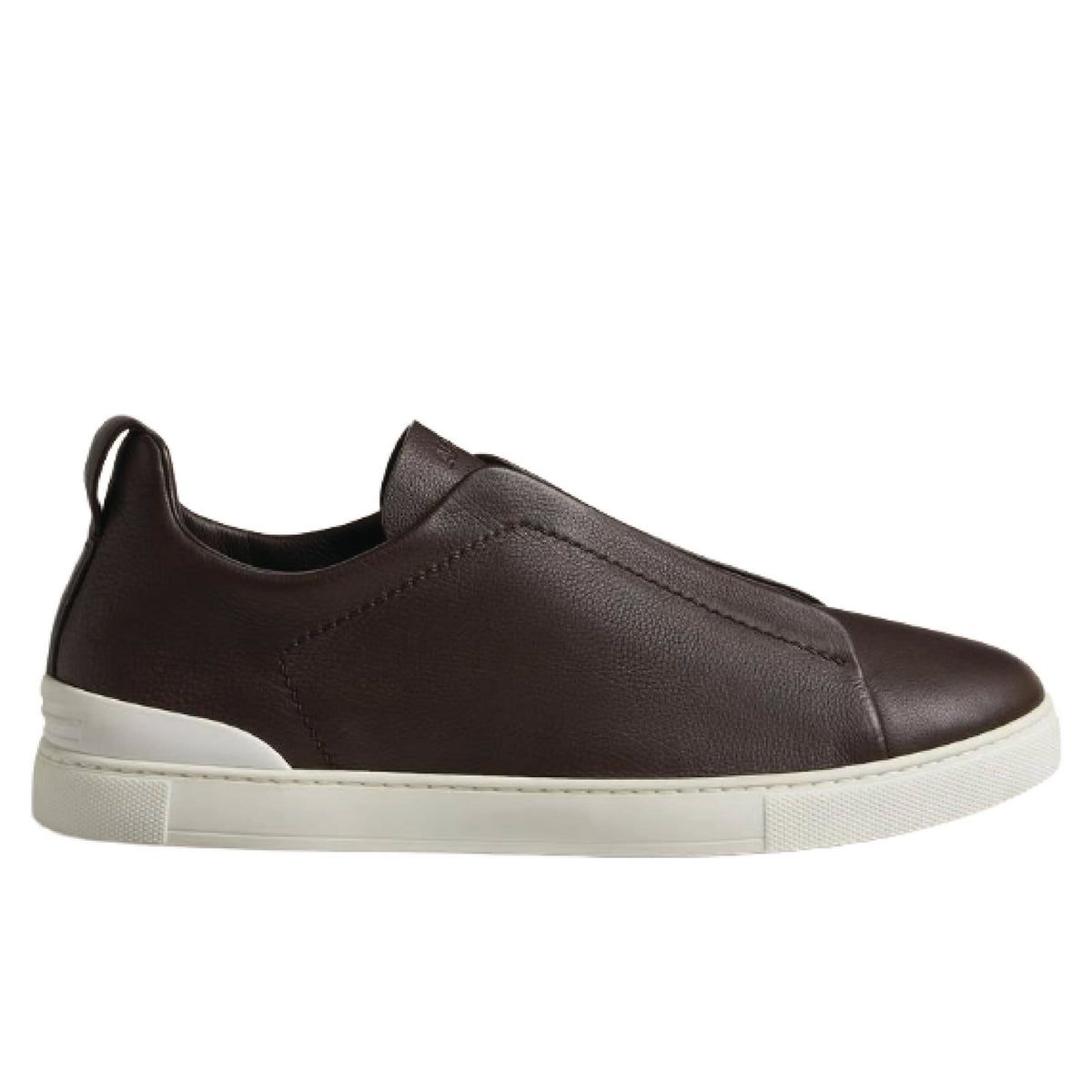 ZEGNA Triple Stitch Clean leather Dark brown and white
