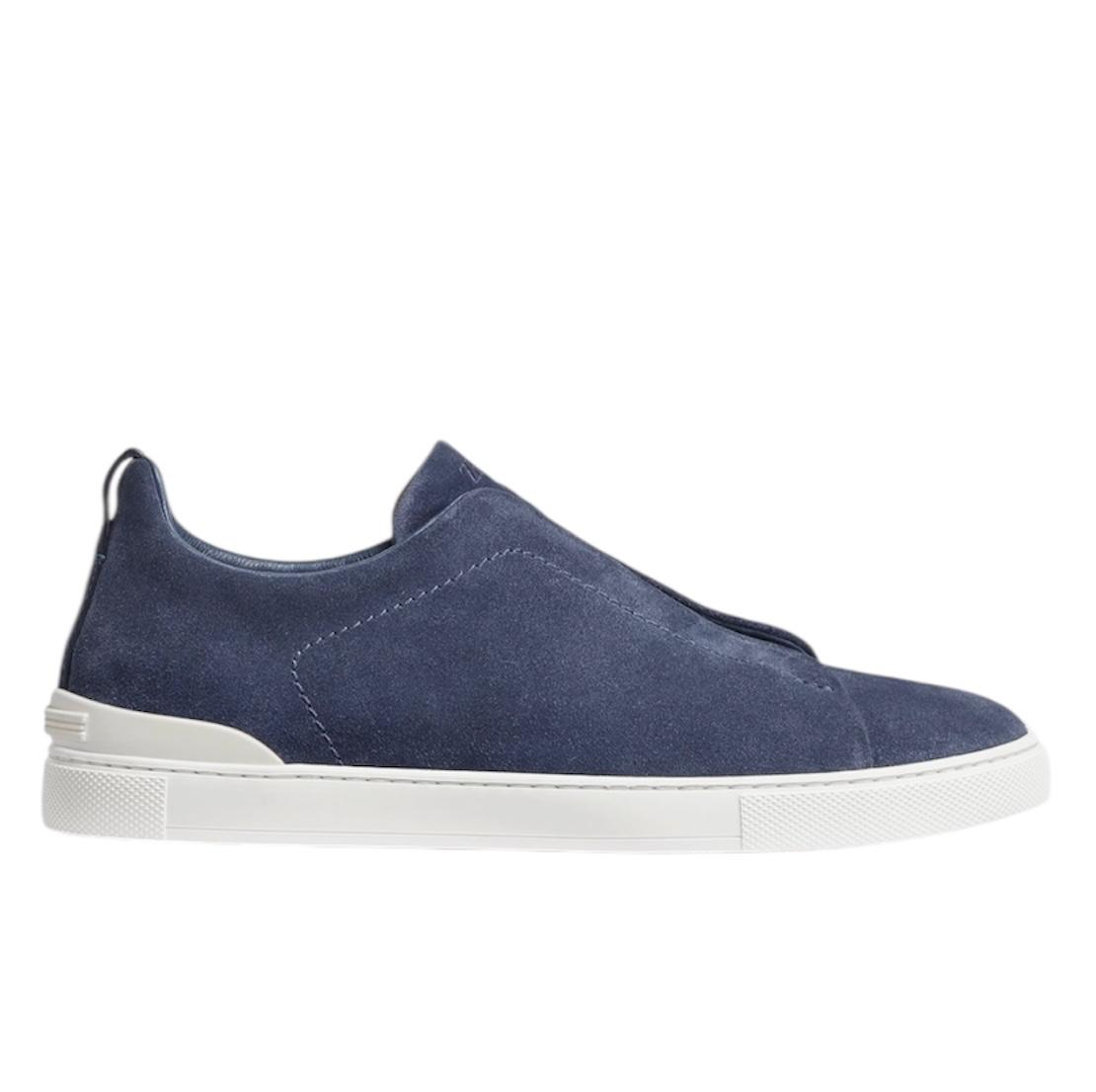 Zegna Triple Stitch Blue Suede