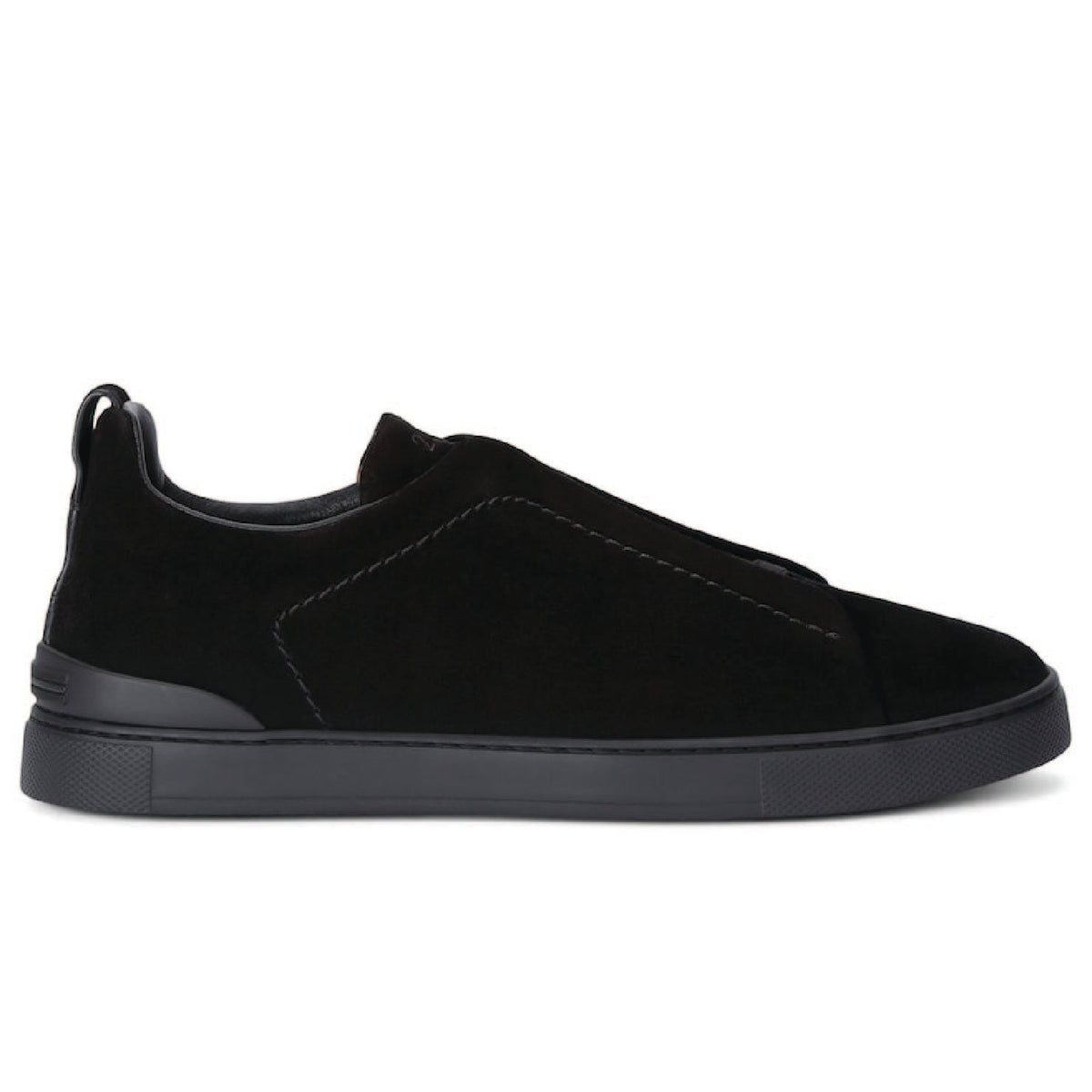 Zegna triple stitch black suede