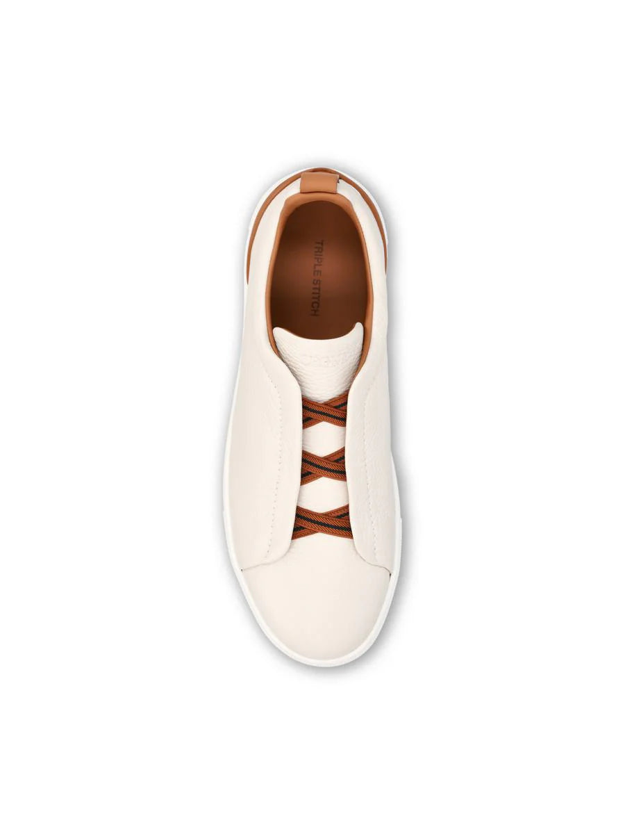 Zegna triple stitch white/brown