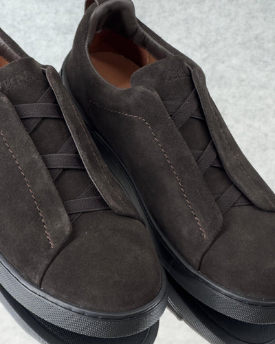 Zegna triple stitch Dark Chocolate suede