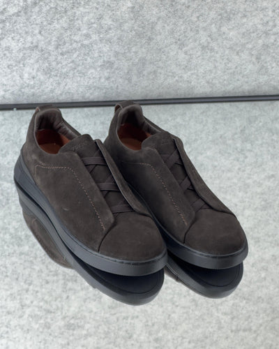 Zegna triple stitch Dark Chocolate suede