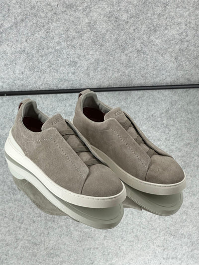 Zegna triple stitch Grey Mélange Suede
