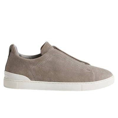 Zegna triple stitch Grey Mélange Suede