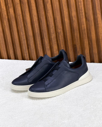 Zegna triple stitch navy blue/white sole