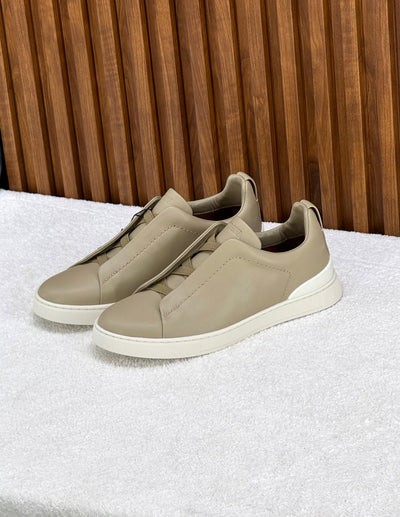 Zegna triple stitch dark cream