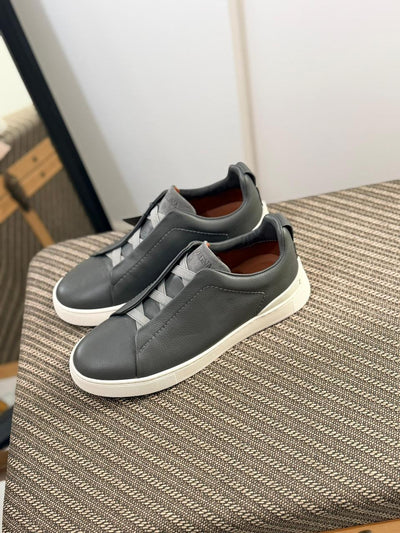 Zegna Triple Stitch Soft leather dark grey
