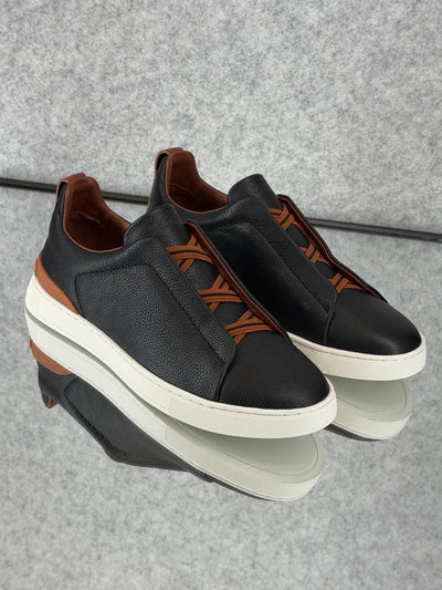 Zegna triple stitch black/brown