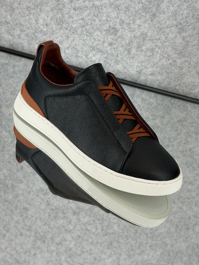 Zegna triple stitch black/brown