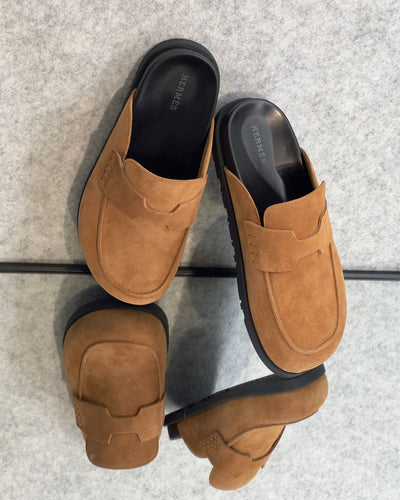 Hermès Go Mules, a men's slip-on backless shoe  suede calfskin