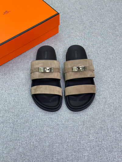 Hermès Jackson sandal suede goatskin palladium-plated