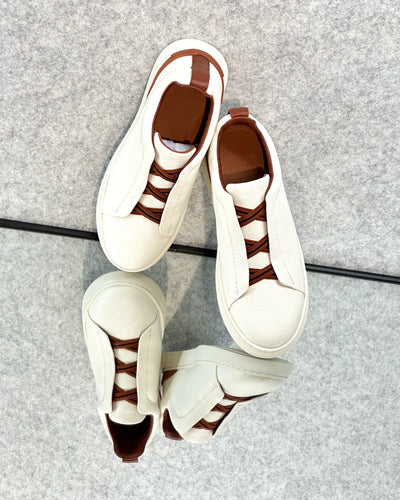 Zegna triple stitch white/brown