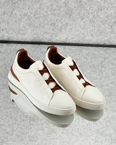 Zegna triple stitch white/brown