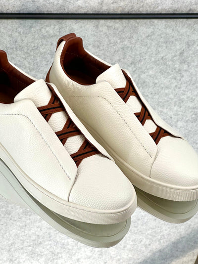 Zegna triple stitch white/brown