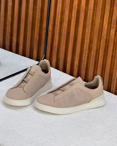 Zegna triple stitch Light brown crocodile