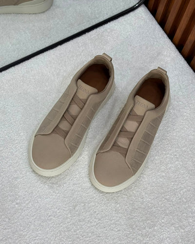 Zegna triple stitch Light brown crocodile