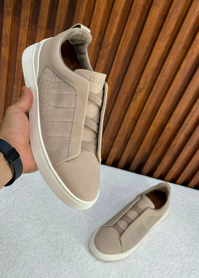 Zegna triple stitch Light brown crocodile