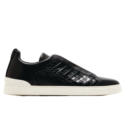 Zegna triple stitch black&white crocodile