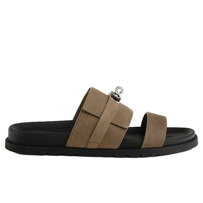 Hermès Jackson sandal suede goatskin palladium-plated