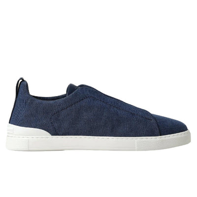 Zegna Triple Stitch Sneakers in Fabric white&blue