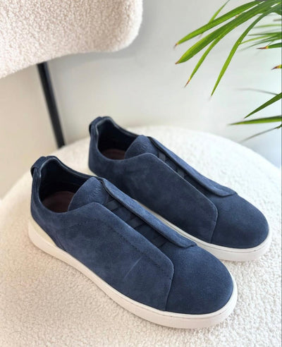 Zegna Triple Stitch Blue Suede