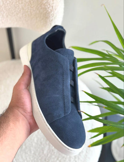 Zegna Triple Stitch Blue Suede